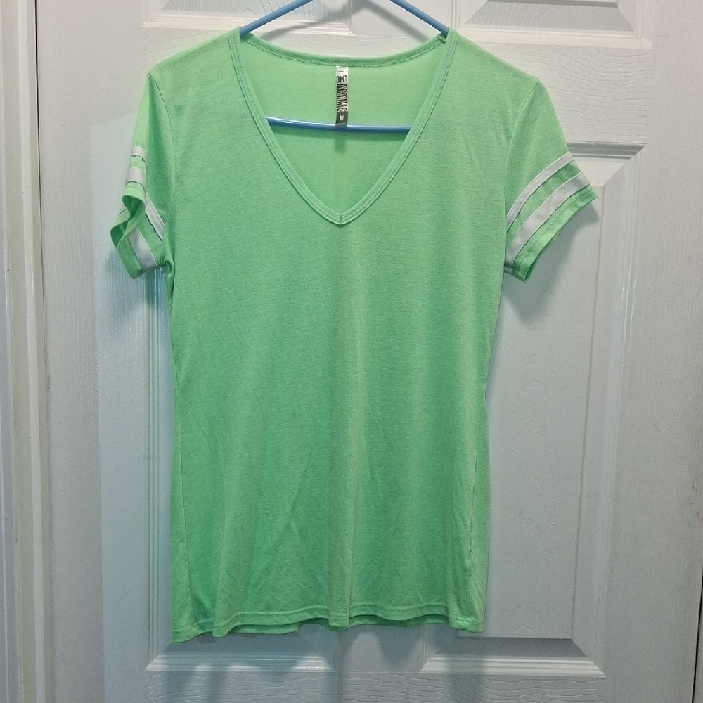 Green V-Neck Women's Top
